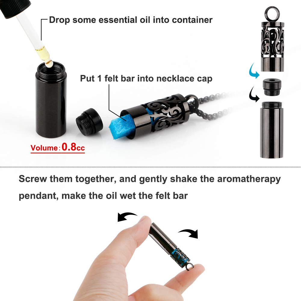 Maromalife Essential Oil Necklaces for Women/Men, Diffuser Necklace 316L Stainless Steel, Diffuser Pendant for Men with 10 Felt Pads, Aromatherapy Necklace Gift Set for Birthday, Christmas