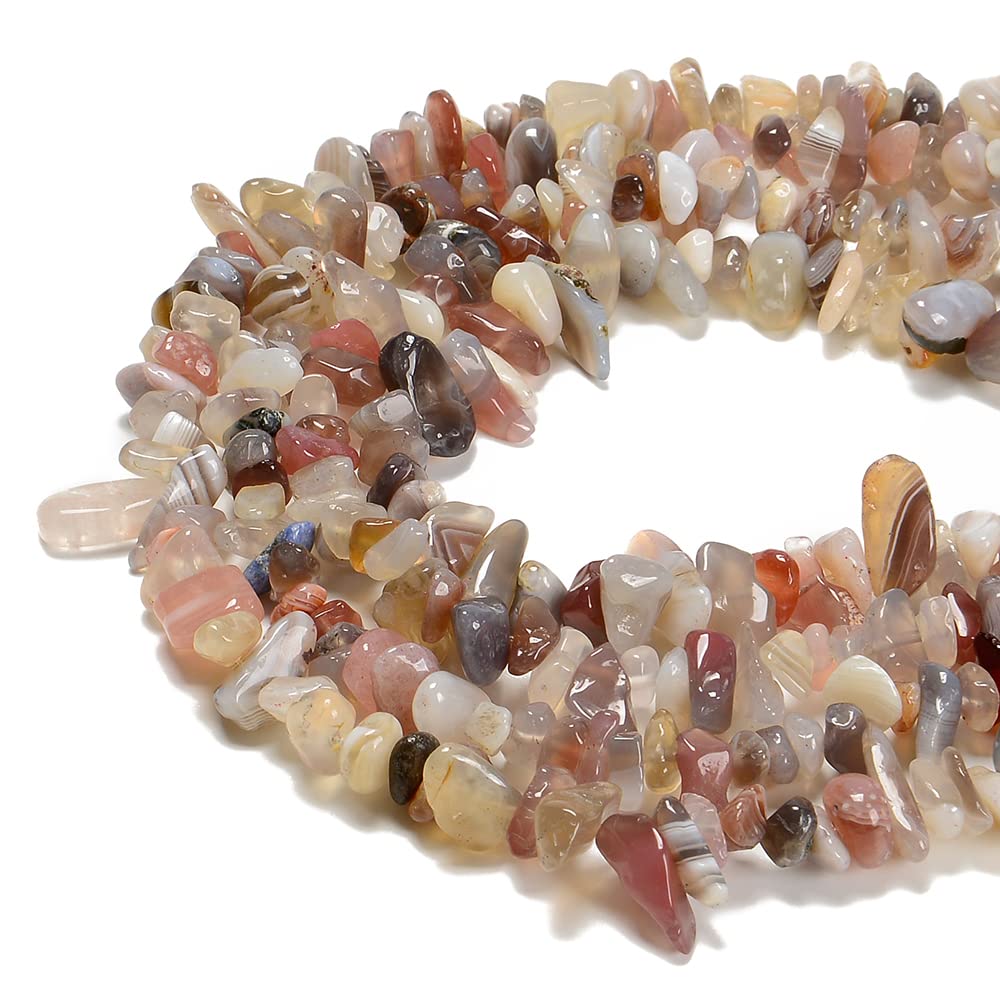PLTbeads 7-8mm Natural Botswana Agate Gemstone Chips Beads Healing Crystals Waist Bracelets Necklace Kit Irregular Stone DIY Crafts Design Jewelry Making