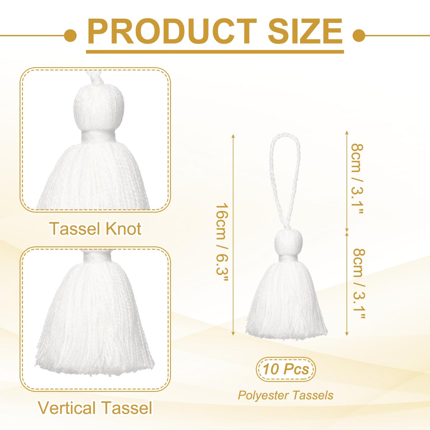 uxcell 10Pcs Mini Bookmark Tassels, 6" Gradient Polyester Tassels Soft Handmade Silky Floss with Cord Loop for Jewelry Making, Handbag, Pendant DIY Crafts, White