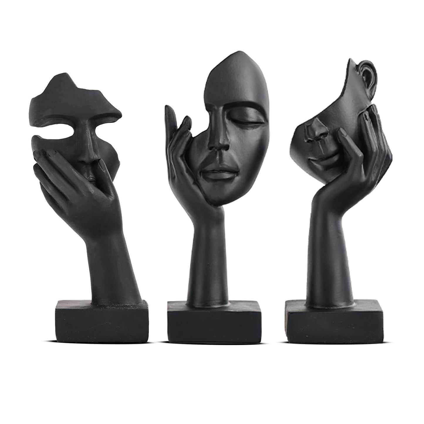 oliruim 3 Pcs Thinker Small Statue Set - Black Art Abstract Home Accent Figurines for Decor Bedroom, Shelves, Living Room Coffee Table, Office Desktop (3 Pcs Black, 6")