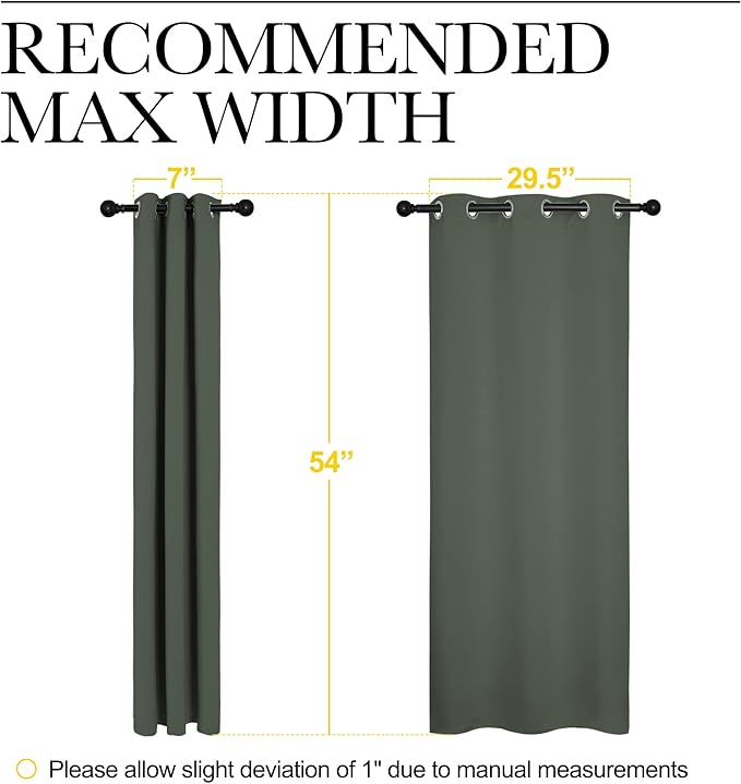 NICETOWN Blackout Draperies Curtains for Kids Room, Window Treatment Thermal Insulated Solid Grommet Blackout Drape Panels for Bedroom (Dark Mallard, Set of 2, 34 by 54 inches)