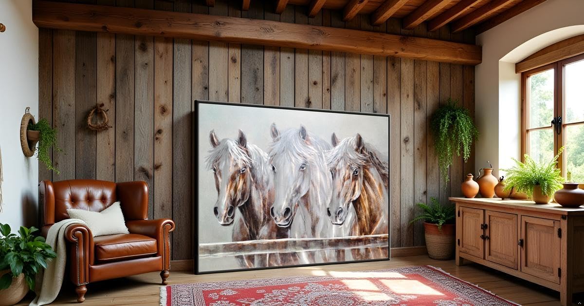 Yihui Arts Rustic Metal Wall Art - Hand Crafted 3D Aluminum Artwork with Three Horse Heads, Modern Wall Sculpture for Home Accent Decor