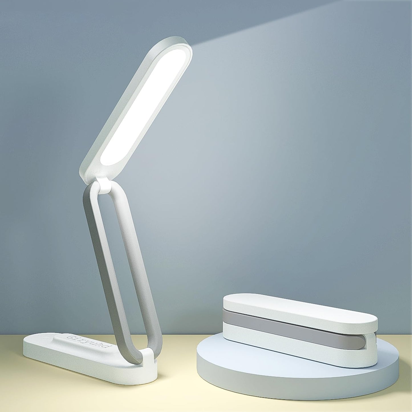 Giryuhd LED Desk Lamp for Office Home & Battery Operated Lamp Rechargeable Lamp Foldable & Portable Light, LED Desk Light Strip, 3 Brightness Dimmable Small Desk Lamp Wireless Reading Lamp (White)