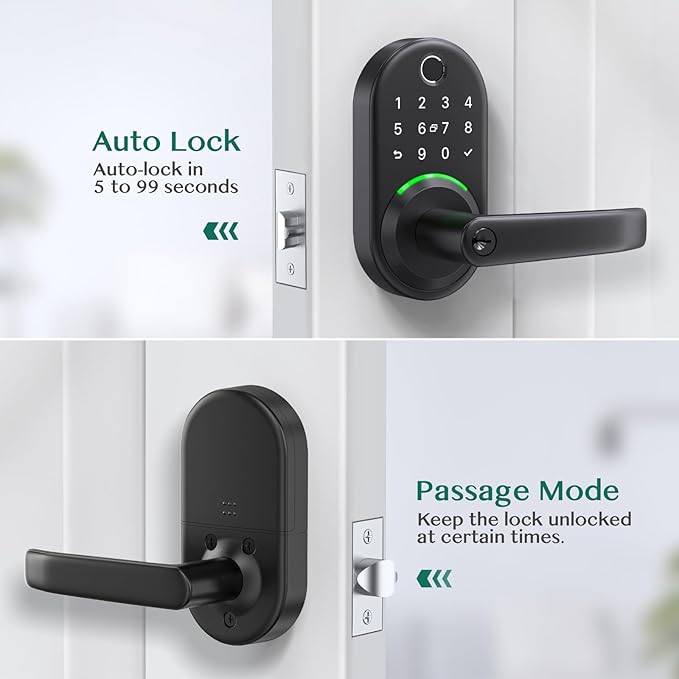 Smart Door Handle Lock with Keypad: Yamiry Fingerprint Smart Knob - Keyless Entry Digital Lock for Front Door - Deadbolt with APP - Generate Passcode Remotely - DIY Installation