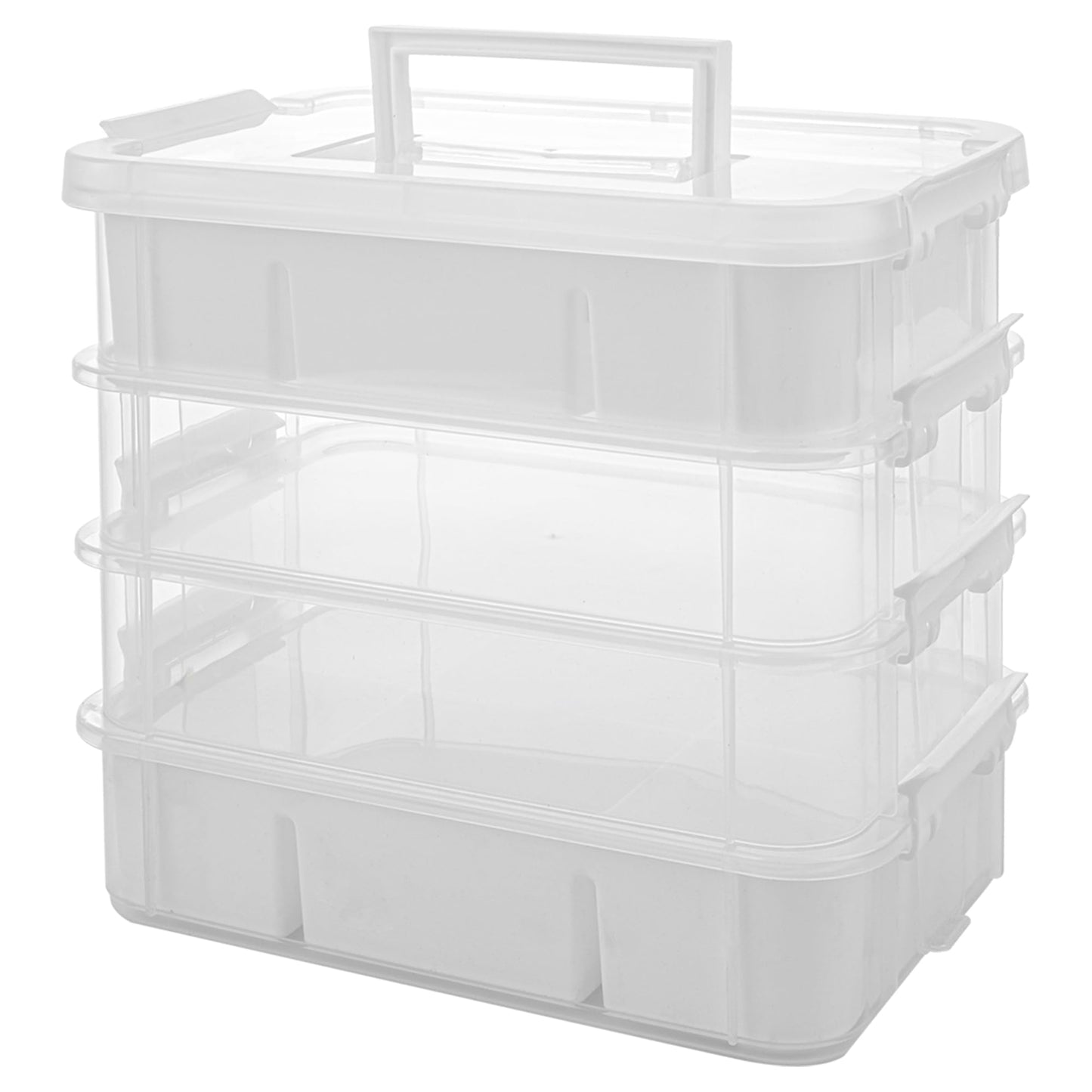 CraftGenes Craft Organizers and Storage, 10QT 4-Layer Durable Sewing Organizer for Sewing Supplies with 2 Removable Trays, DIY Kit Container for Seasonal Decor, Tool, Scrapbook and Art Supplies