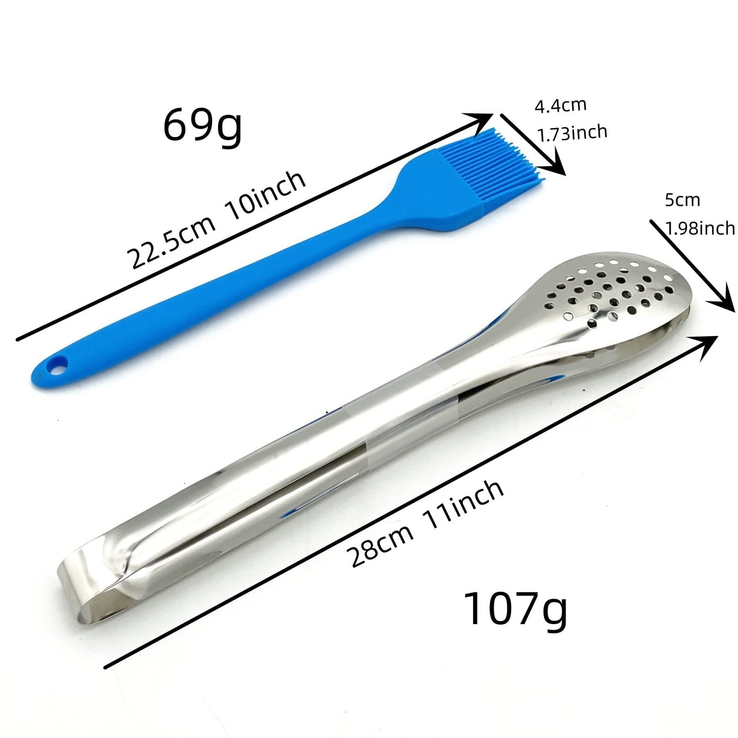 HTIAM Large Capacity Barbeque Grill Basket With Brush BBQ Tong Deeper Grilling Rack Havy Duty Stainless Steel BBQ Accessories Set