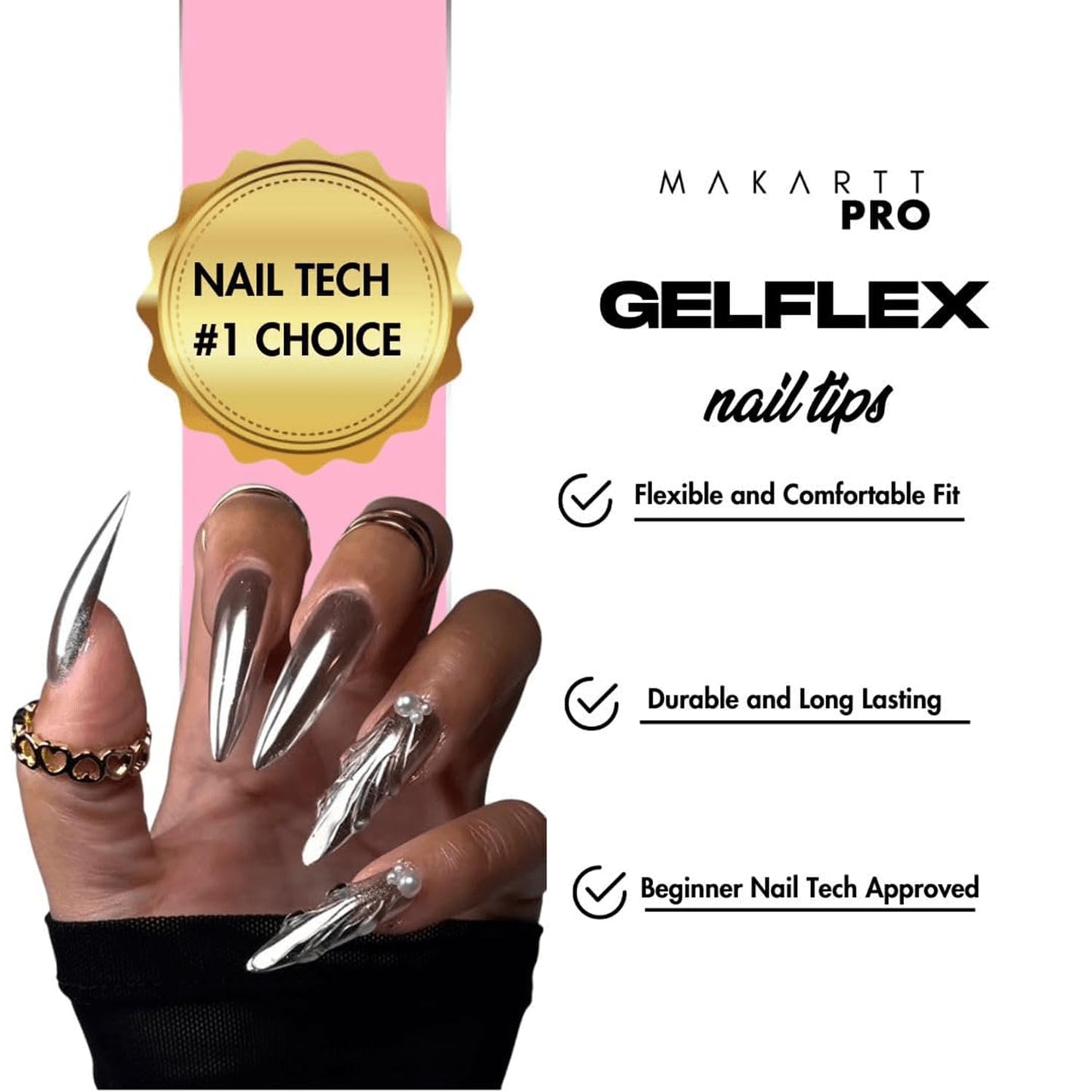 MakarttPro GelFlex Soft Gel Nail Tips 500pc Box – Medium Coffin Shape – 14 Sizes 00–9 – Clear Soft Gel Tips for Nail Extension – Easy to Apply, Lightweight, Professional Salon Quality
