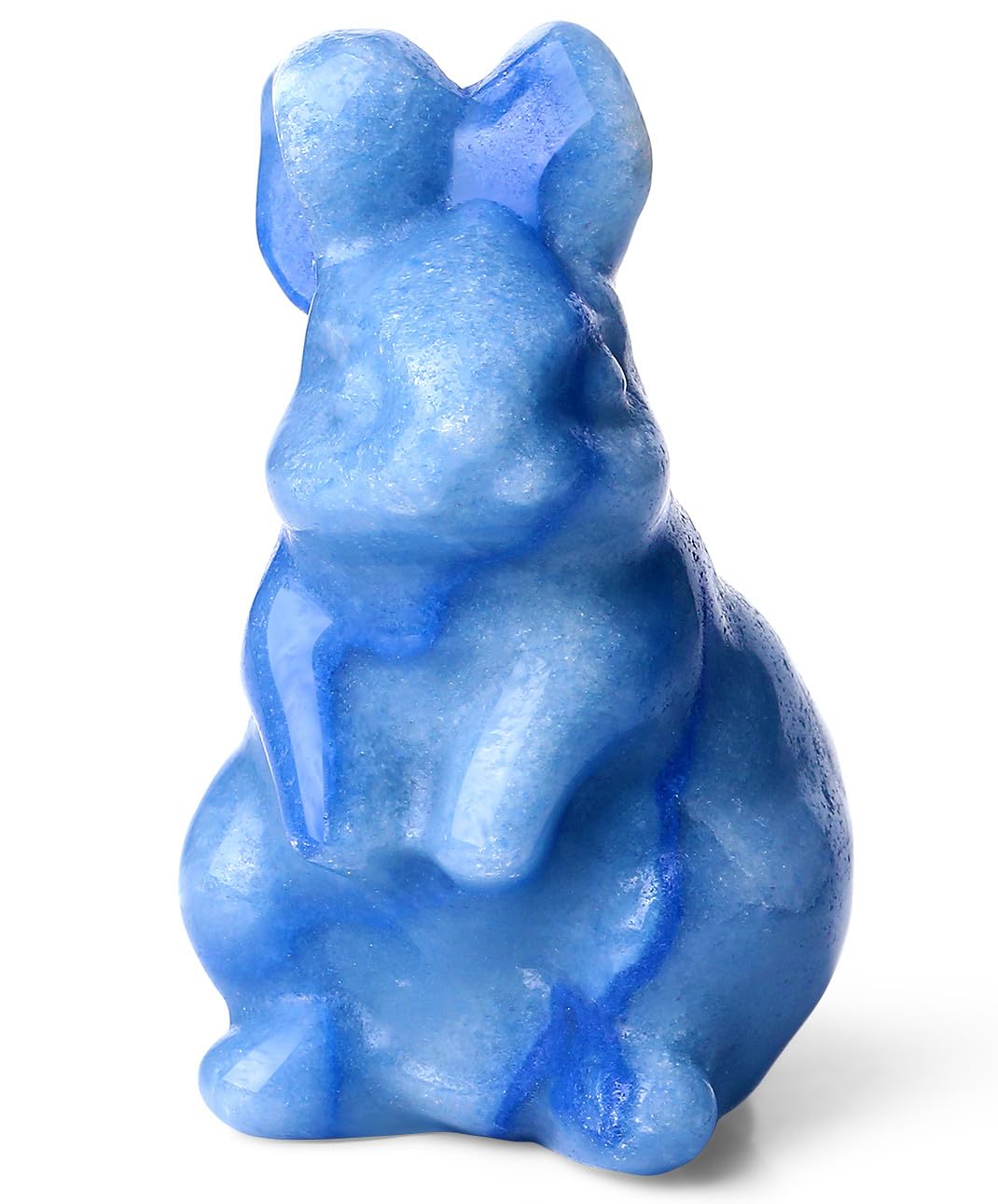 QINJIEJIE 2" Blue Aventurine Bunny Decor Easter Decorations Healing Crystals Rabbit Figurine Carved Stones Statue Natural Gemstones Polished Crystal Gift for Spring Easter Decor Party Favors