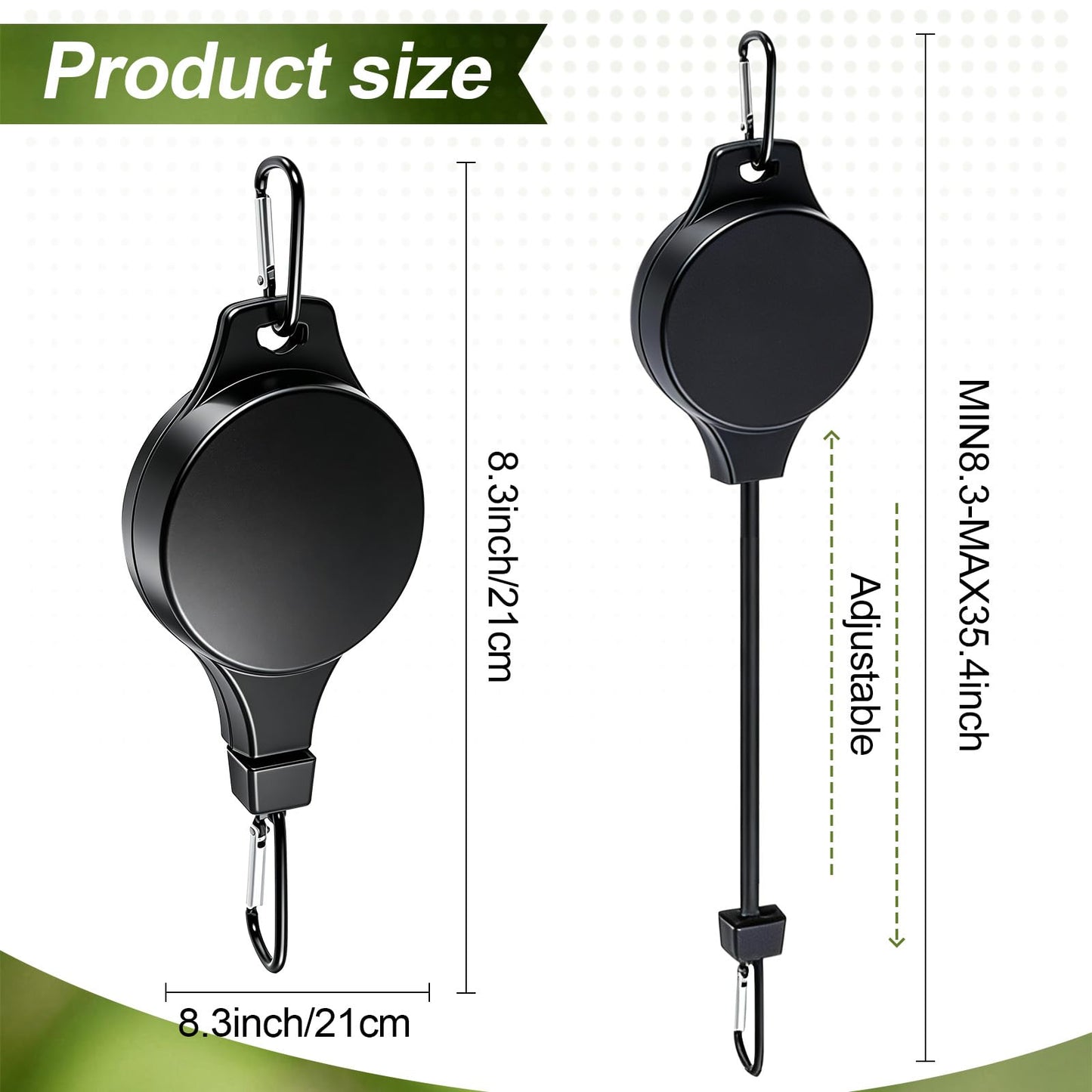 TERVEEX Retractable Plant Hanger with Pulley System, Effortless Raising and Lowering for Indoor and Outdoor Plants, Hanging Planters, Garden Pots & Bird Feeders (4-Pack,Black)