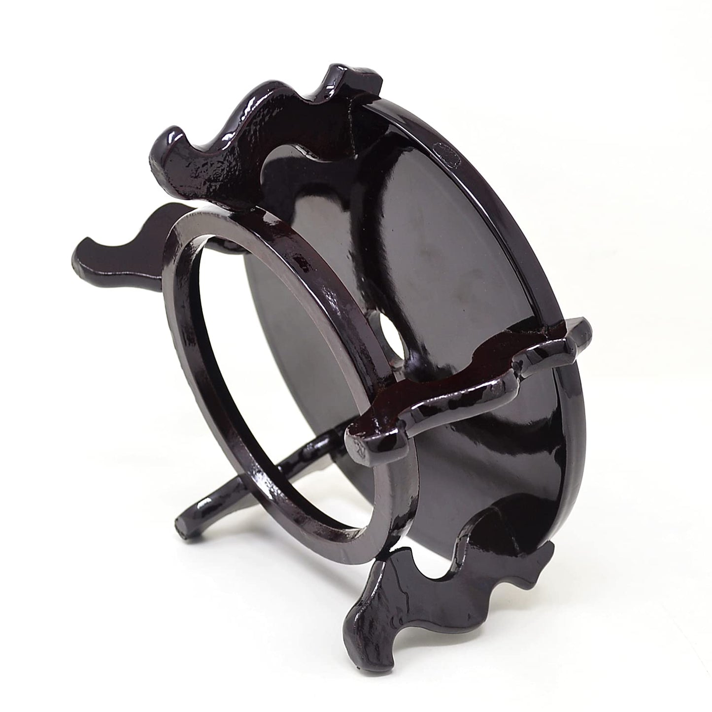Feng Shui Chinese Wooden Fishbowl Planter Display Stand (12 Inch)