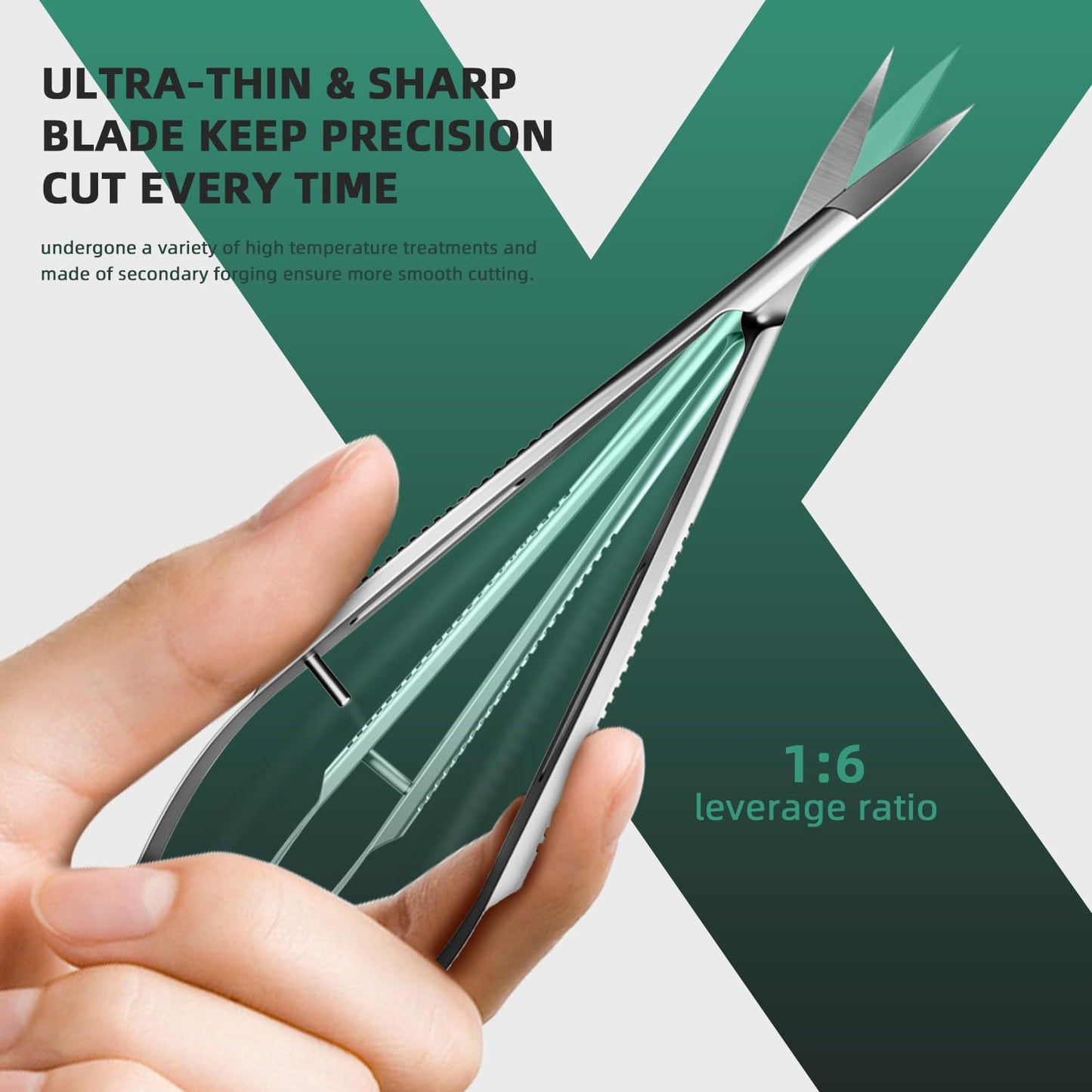 SG NEKOO Cuticle Scissors, Professional Curved 15° Blade Stainless Steel, Ultra Sharp for Precision Nail Grooming, Eyebrow Shaping, and Sewing Thread Snips, with Travel Case