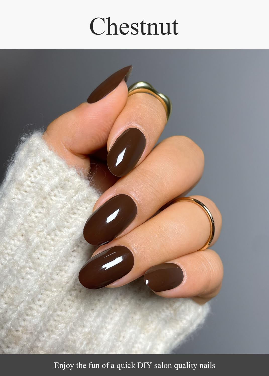 AutyaMee Semi Cured Gel Nail Strips (Chestnut), Dark Brown, 20 Pcs Gel Nail Wraps, Stickers, UV Light Required, Salon Quality, Long Lasting
