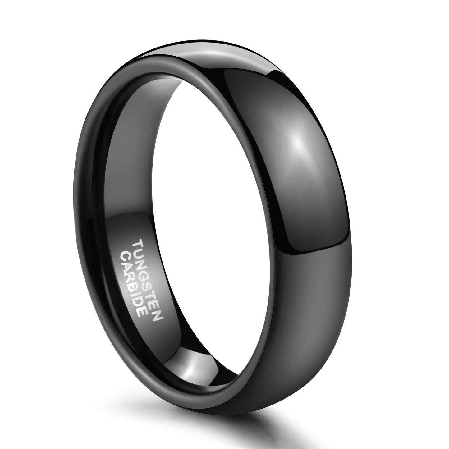 TRUMIUM 6mm Black Tungsten Ring for Men Women High Polished Comfort Fit Wedding Band Size 7