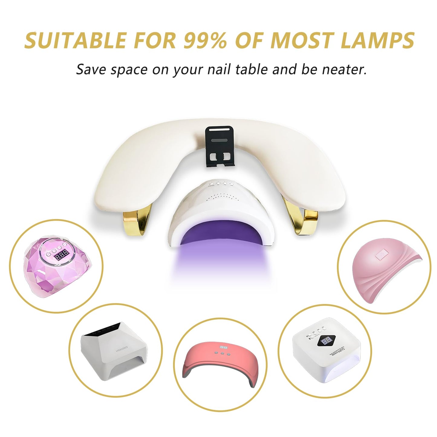 Rotating Phone Holder Nail Arm Rest, PU Leather U-Shaped Hand Stand for Nail Technicians & Manicure Use (white)