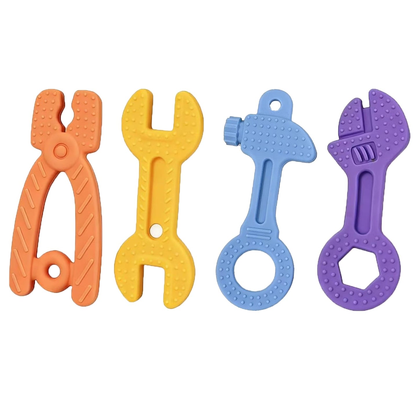 Haili Baby Teething Toys, Baby Teethers for 3-6months, Freezer BPA Free Silicone Teethers for Babies, Hammer Wrench Spanner Pliers Shape Teether Baby Chew Toys