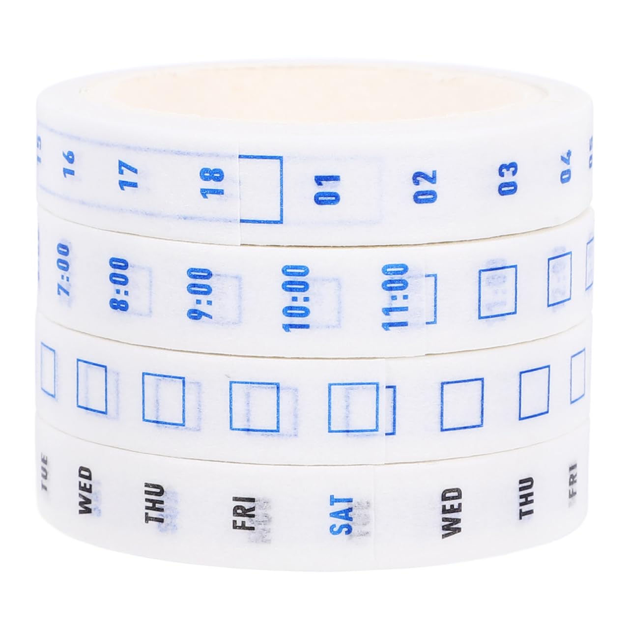 DIYEAH 4 Rolls Time Washi Tape Set for Planner and Scrapbooking Hourly Date Decorative Tape for Journaling and Weekly Time Management Adhesive Craft for Daily Scheduling