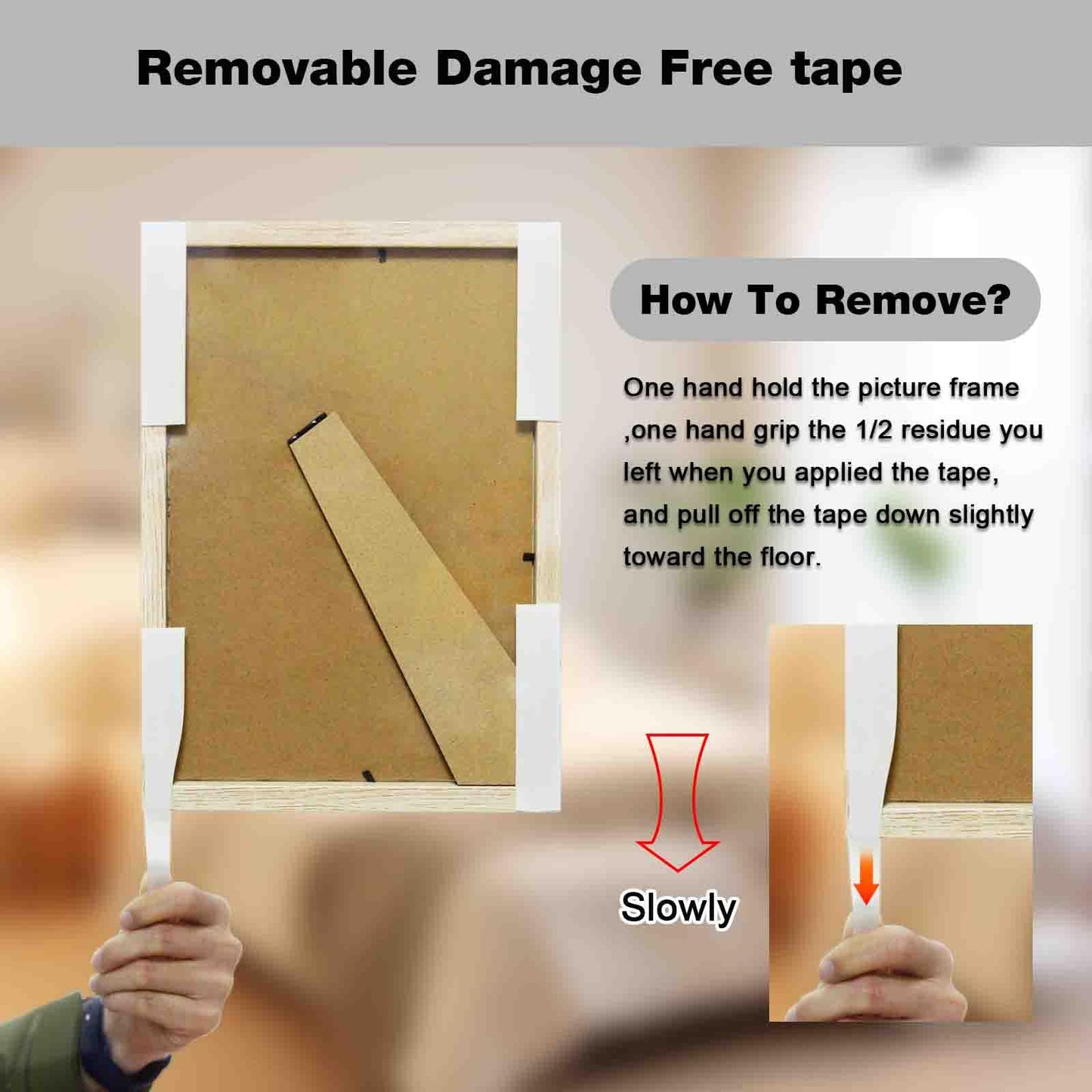 Hasaky Removable Double Sided Tape 40pcs, Picutre Hanging Strips Damage Free,Heavy Duty Mounting Tape Wall Adhesive Strips for Poster Carpet Rug Art Craft Scrapbook