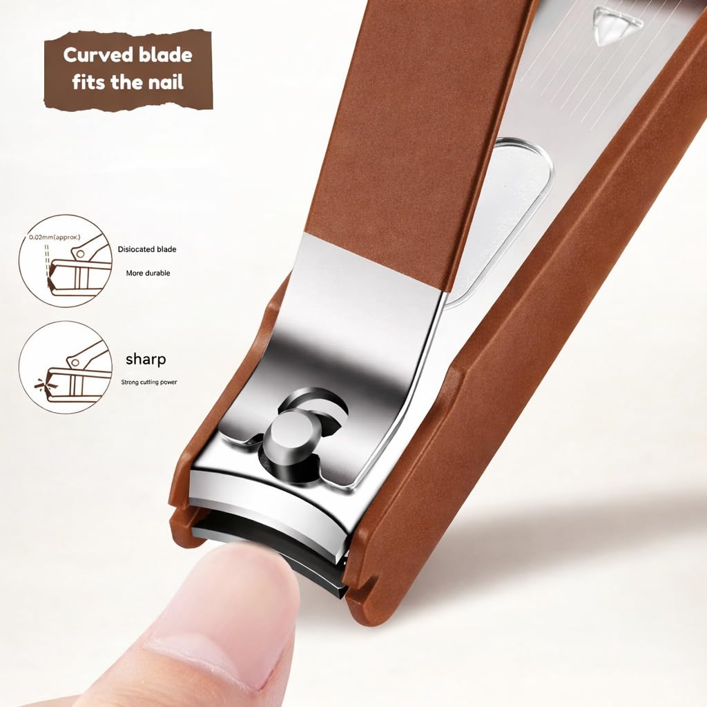 6 in 1 Stainless Steel Pedicure & Manicure Grooming Kit with Travel Case, Mini Nail Clipper Set for Fingernails & Toenails, Ultra Sharp Sturdy Cutters for Home & Travel (Brown)