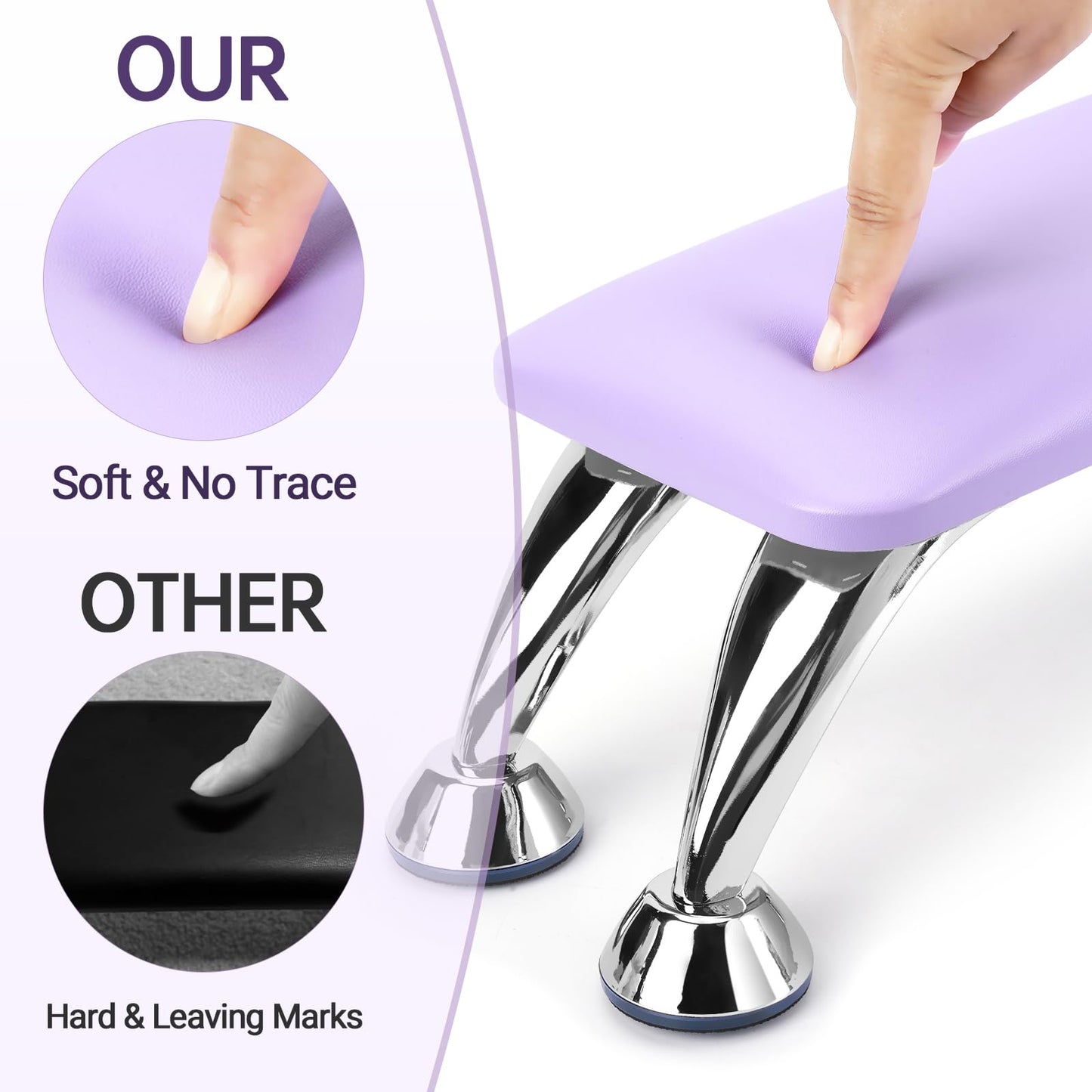 Big Arm Rest for Nails Cushion, Microfiber Leather Hand Rest for Nails Tech, Hand Rest Pillow for Nails Toenails, Detachable Nail Art Accessories Tool for Nails Tech (Purple)