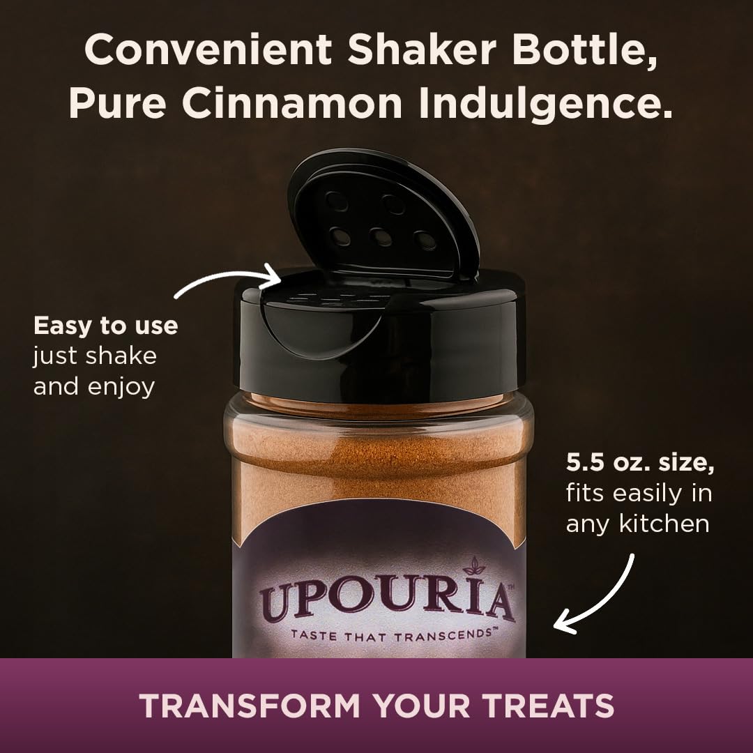 Upouria Cinnamon Brown Sugar Flavored Shakable Topping, Sweet Enhancer for Coffee & Hot Cocoa, 5.5oz