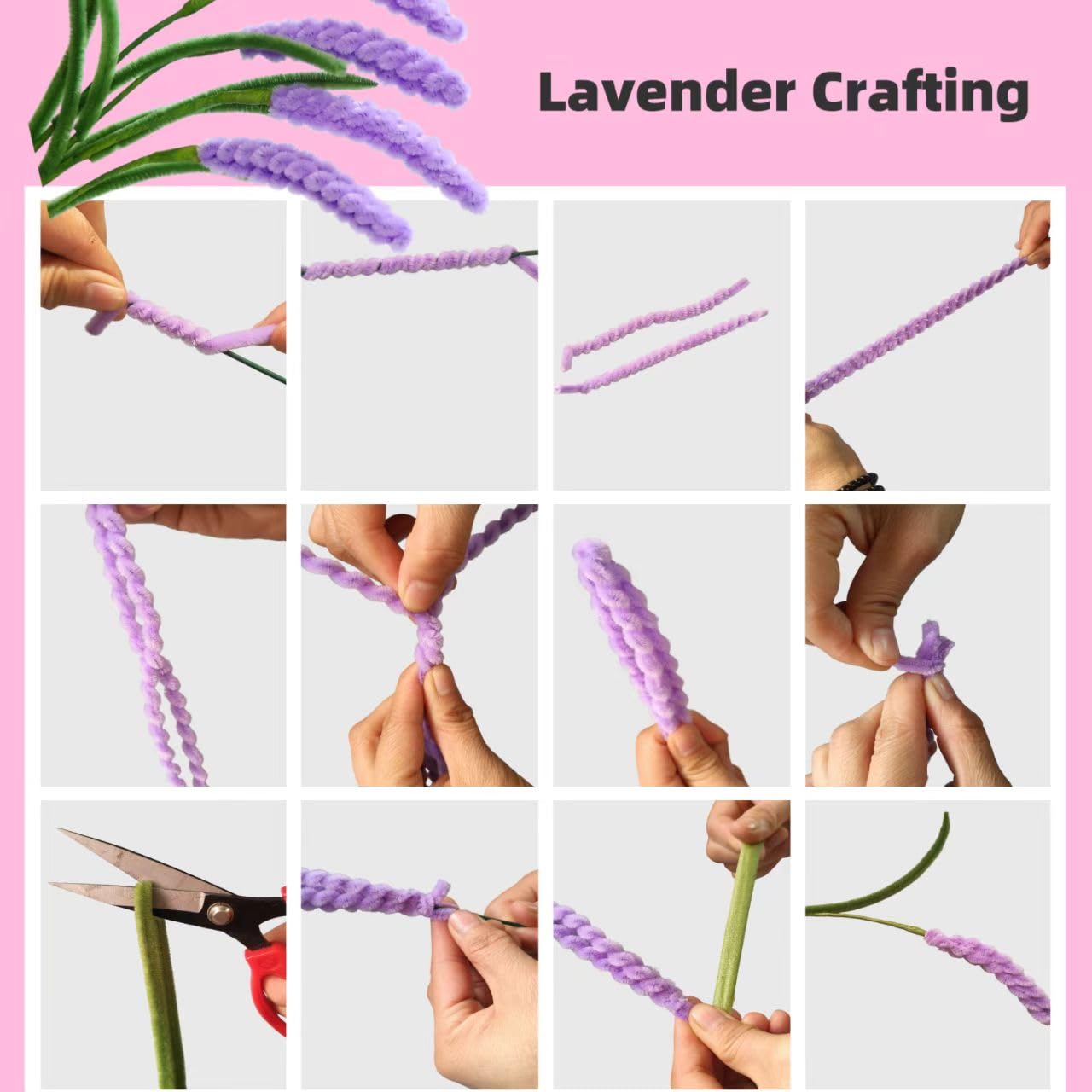 zoqdtu Bulk Pipe Cleaners 500 Pack, Pipe Cleaners Craft & Flower Kits, 13 Color Chenille Stems 12" x7mm, DIY Floral Craft Supplies for Adults Teens Ages 14+