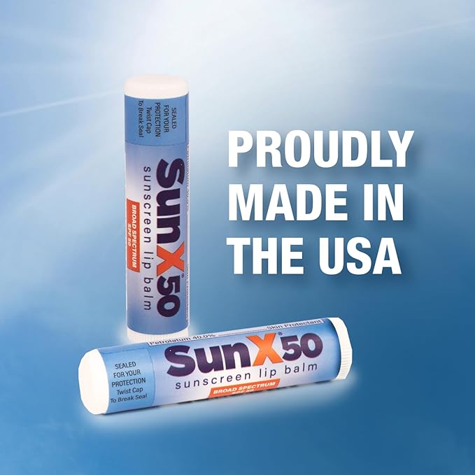CoreTex Sun X 50 Lip Balm SPF 50 with Resealable Travel Bag - Pack of 15 Sunscreen Lip Balms (Protects Against UVA/UVB Rays) - Water Resistant Up to 80 Minutes and Free of Parabens & Oxybenzone