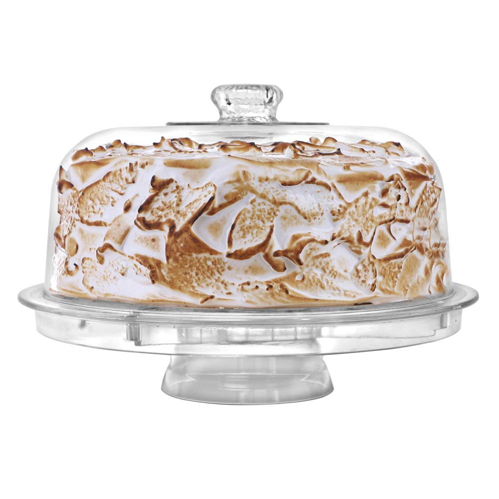 Cake Stand with Dome Cover, 6-in-1 Multi-Purpose Use, Cake Stand with Lid, Serving Platter, Punch Bowl, Desert Platter and More, BPA Free