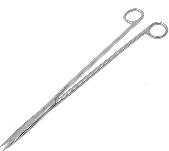 A2Z-Aquascaping Maintenance Tools Accessories,Anti-Rust Stainless Steel Tweezers Scissors Spatula for Aquarium Tank Clean, Fish Tank, Bonsai, Algae Scrapers (12" Scissors - Curved - Black)