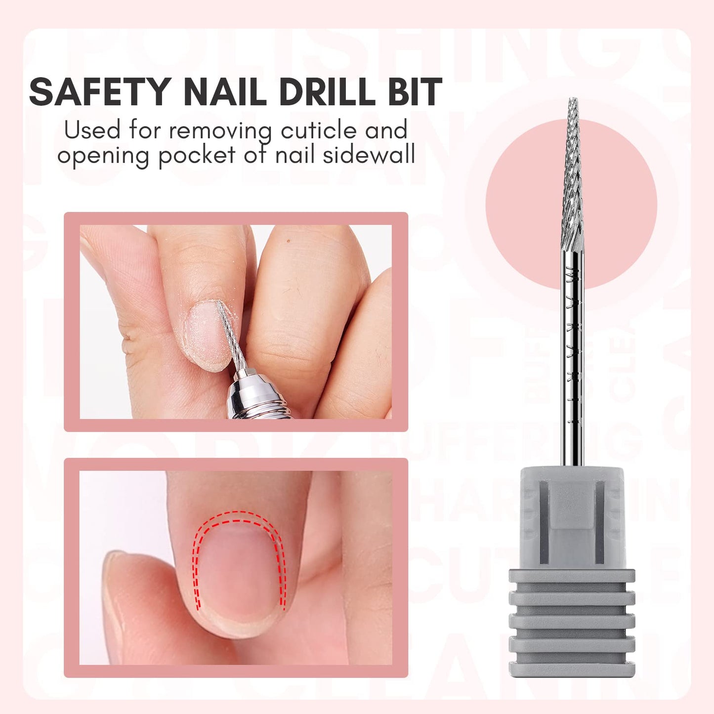 Makartt Nail Drill Bit:Cuticle Bit for Nail Drill 3/32" Safety Under Carbide Cuticle Cleaner Bit for Prep, Trimmer, Professional Art tools for manicure,Needle shape Fine-F