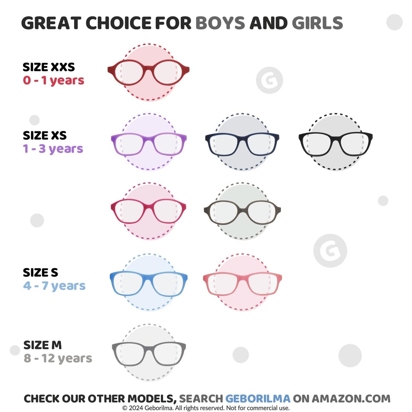 Geborilma Unbreakable Eyeglasses for Kids Flexible Glasses - XS Toddler Glasses Frames 1-3 - Baby Eyeglass Frames 43-15-128