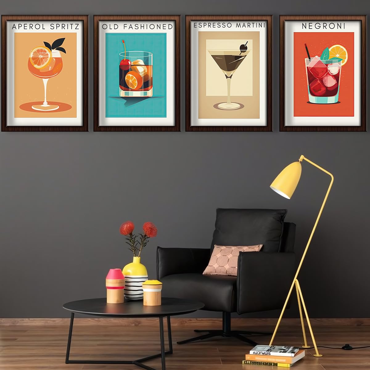 4 Pack Small Framed Paint by Numbers Kit for Adults Beginner,Easy Paint by Numbers Kit for Adult Frame Cocktail Paint by Number Kit for Adults Framed on Canvas Painting by Numbers for 8x12 Inch