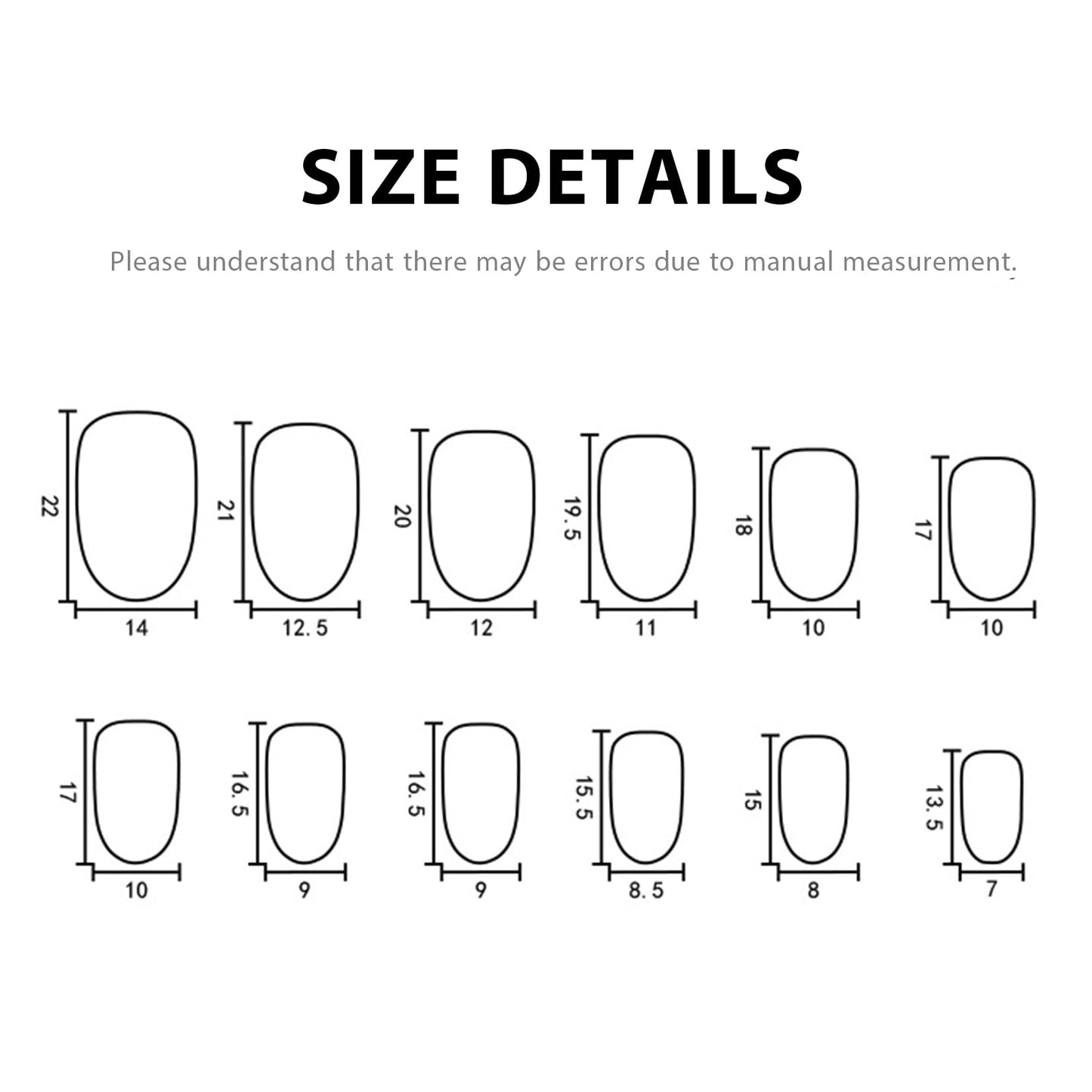 Round Short Almond Press on Nails With Designs - Cute Artificial Kawaii Nails for Gift