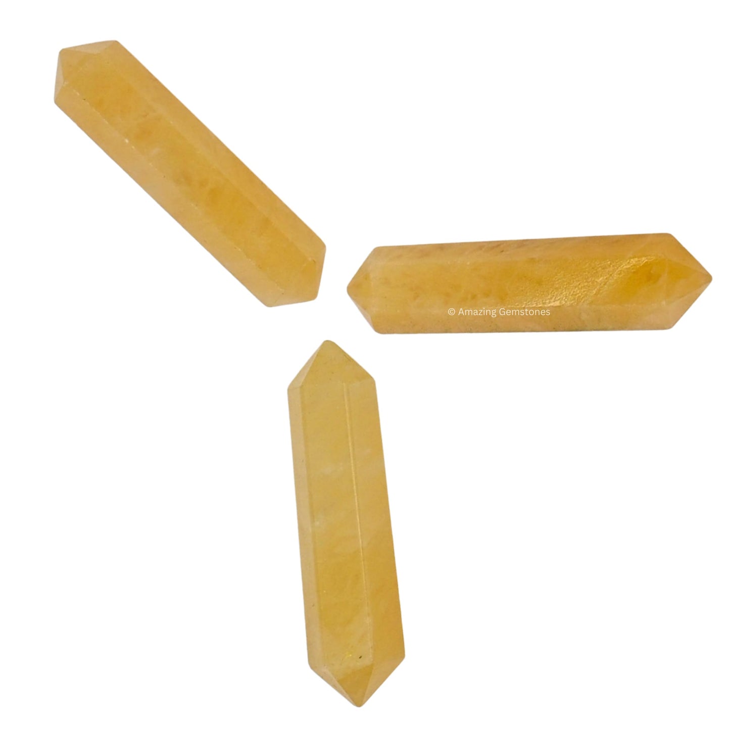 Amazing Gemstone Yellow Aventurine Crystal Points Bulk Healing Crystals and Stones - Pack of 3, Double Terminated Healing Wand Point Bulk Crystals for Crafts, Crystal Grid, DIY Work