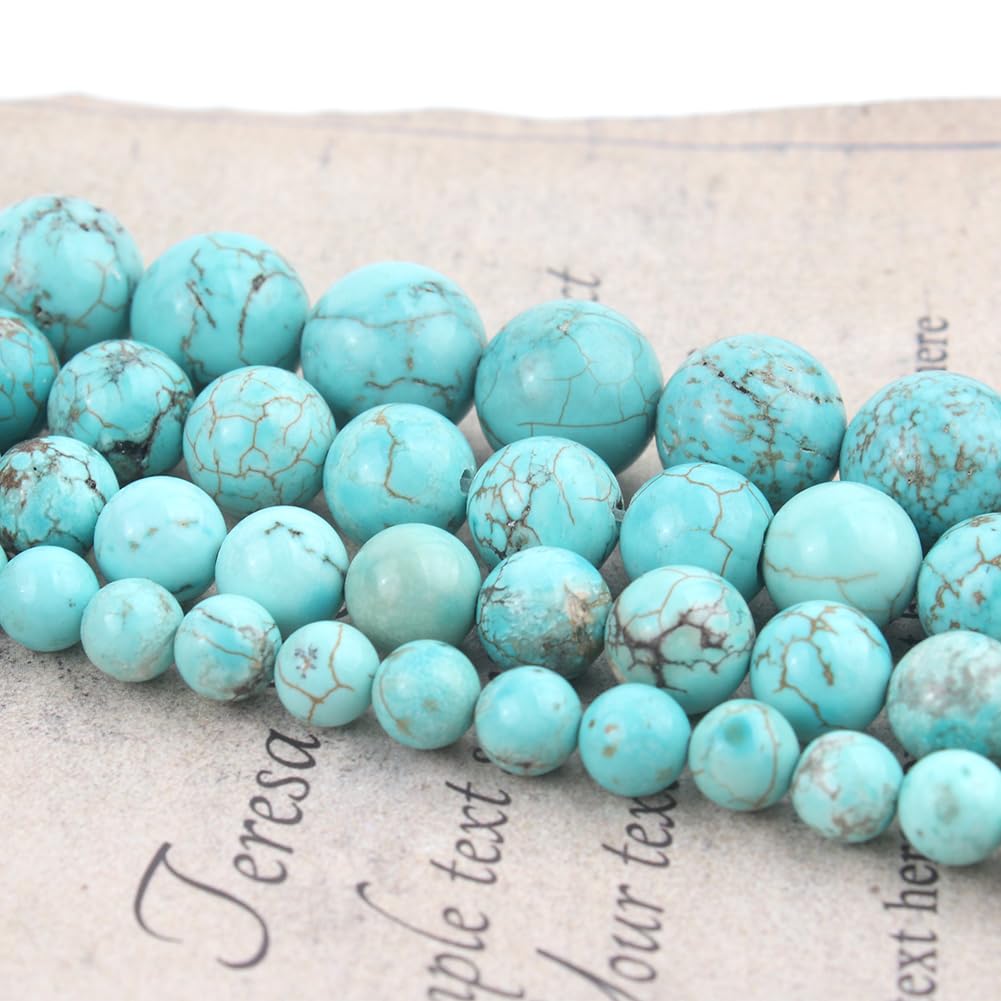 NITOPUPU 10mm 37pcs Smooth Turquoise Natural Stone Beads for Jewelry Making Supplies, Round Crystal Beads for Bracelets Necklace DIY Crafts