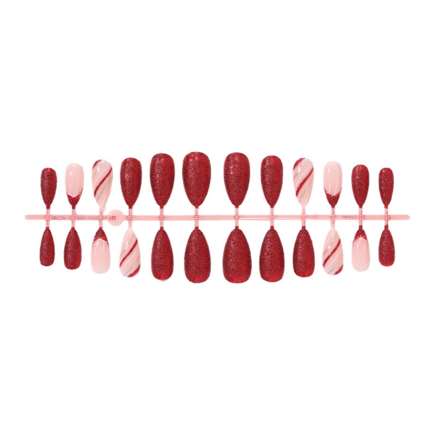 octoswave Valentine Press on Nails Almond Fake Nails Medium Artificial Nail Red Stick on Nail for Women 24pcs