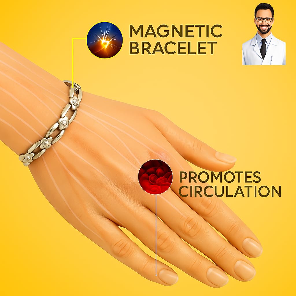 38 Elegant Titanium Magnetic Bracelet for Women Magnetic Functions with Free Link Removal Tool Christmas gift (Silver)