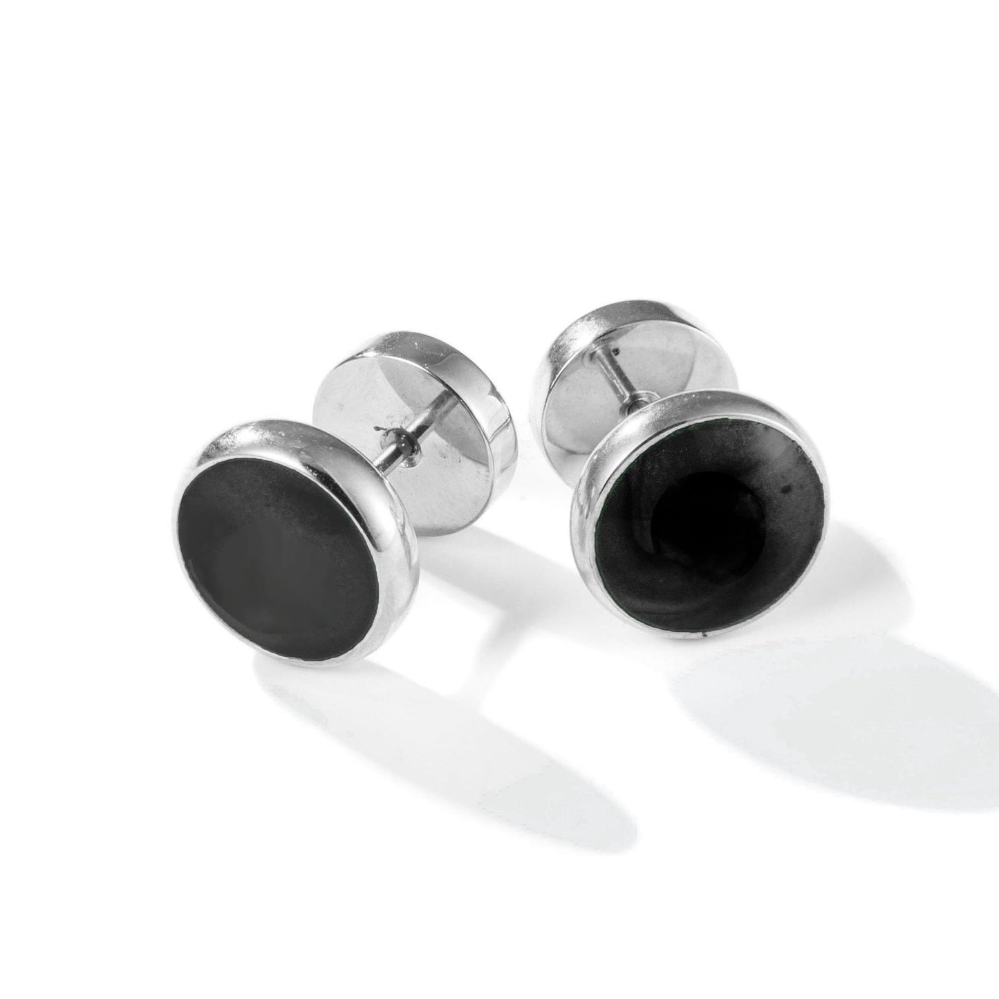 Screw Flat Back Stud Earrings Titanium Black Surgical Stainless Steel Barbell Earrings for Women Men Hypoallergenic for Ssentive Ears Punk Dot Ear Studs