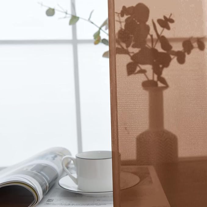 SpaceDresser Sheer Voile Window Treatment Rod Pocket Curtain Panels for Kitchen Bedroom Living Room Drapes Sunlight Filtering Privacy Semi Home Decor Assorted (Brown, 52 W x 45 L)