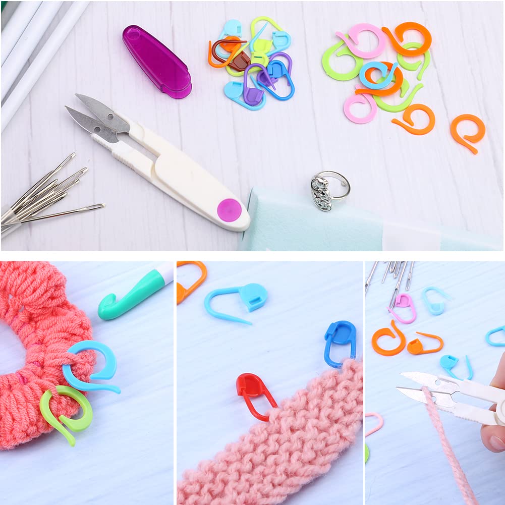 7 Sizes Crochet Hooks Set (7mm-20mm) with 9 Pcs Large-Eye Blunt Needles, Huge Plastic Crochet Hook Crochet, Adjustable Knitting Loop, Extra Large Crochet Hook for Yarn Weaving Craft Tools