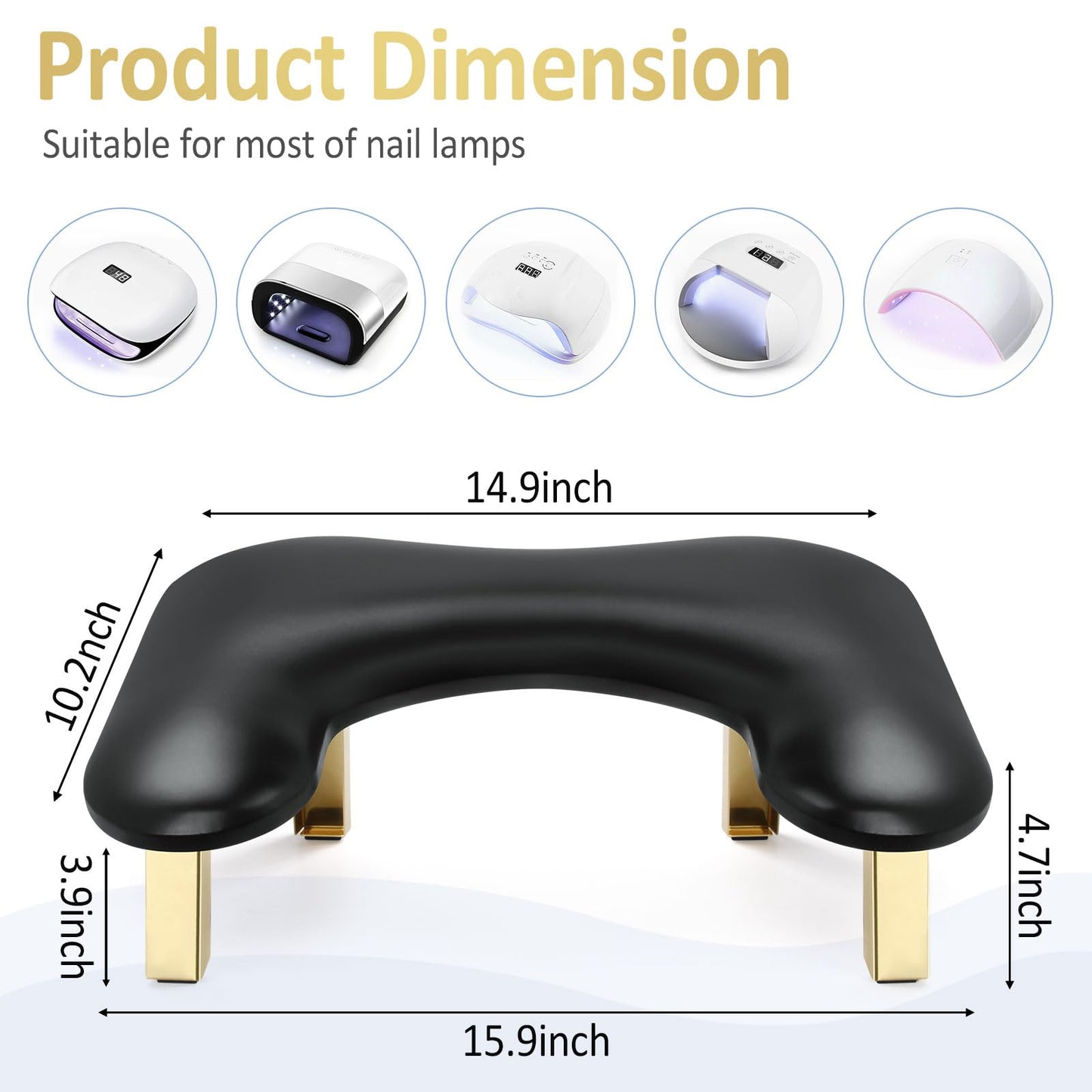 Nail Arm Rest, Foldable Arm Rest for Nails Tech, PU Leather Nail Hand Rest, Nail Tech Client Arm Stand, U Shape Manicure Hand Rests for Foot Hand Holder, Black