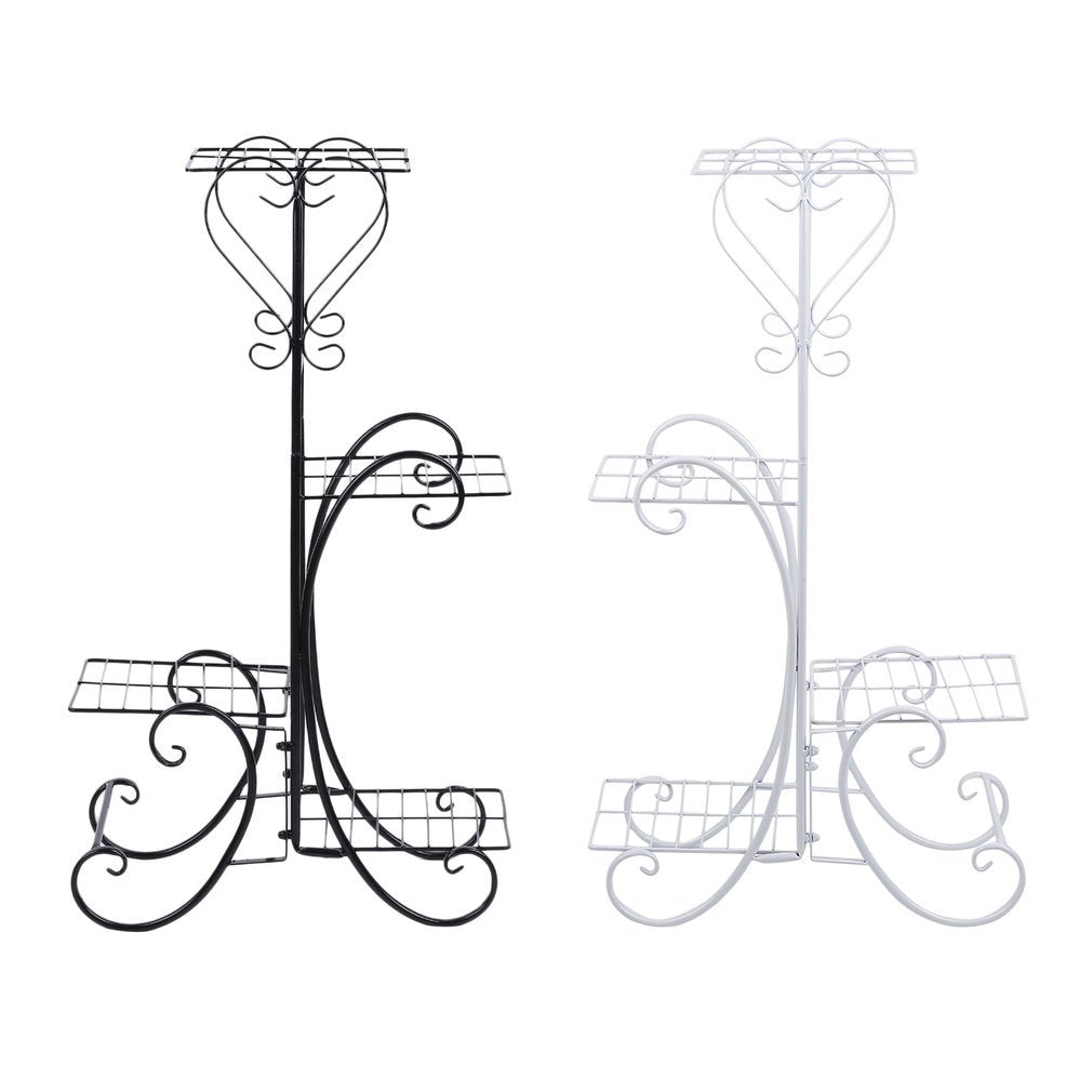 Homgrace 4 Tier Iron Plant/Flower Stand, Metal Standing Plant Display Rack for Garden/Patio (Black)