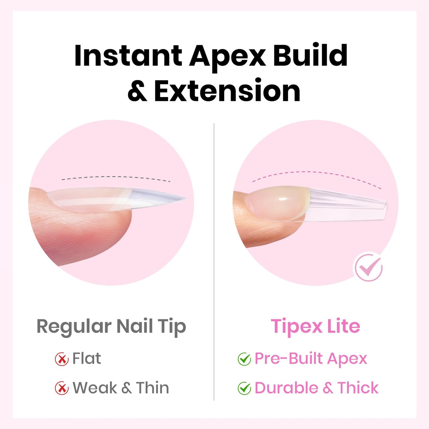 Beetles Tipex Lite Pre-Built Instant Apex Gel Nail Tips, Coffin Long, 256pcs Value Pack, 16 Sizes, Flat-Nail Friendly Acrylic Tips for Natural Nail Beds, Easy for Beginner DIY
