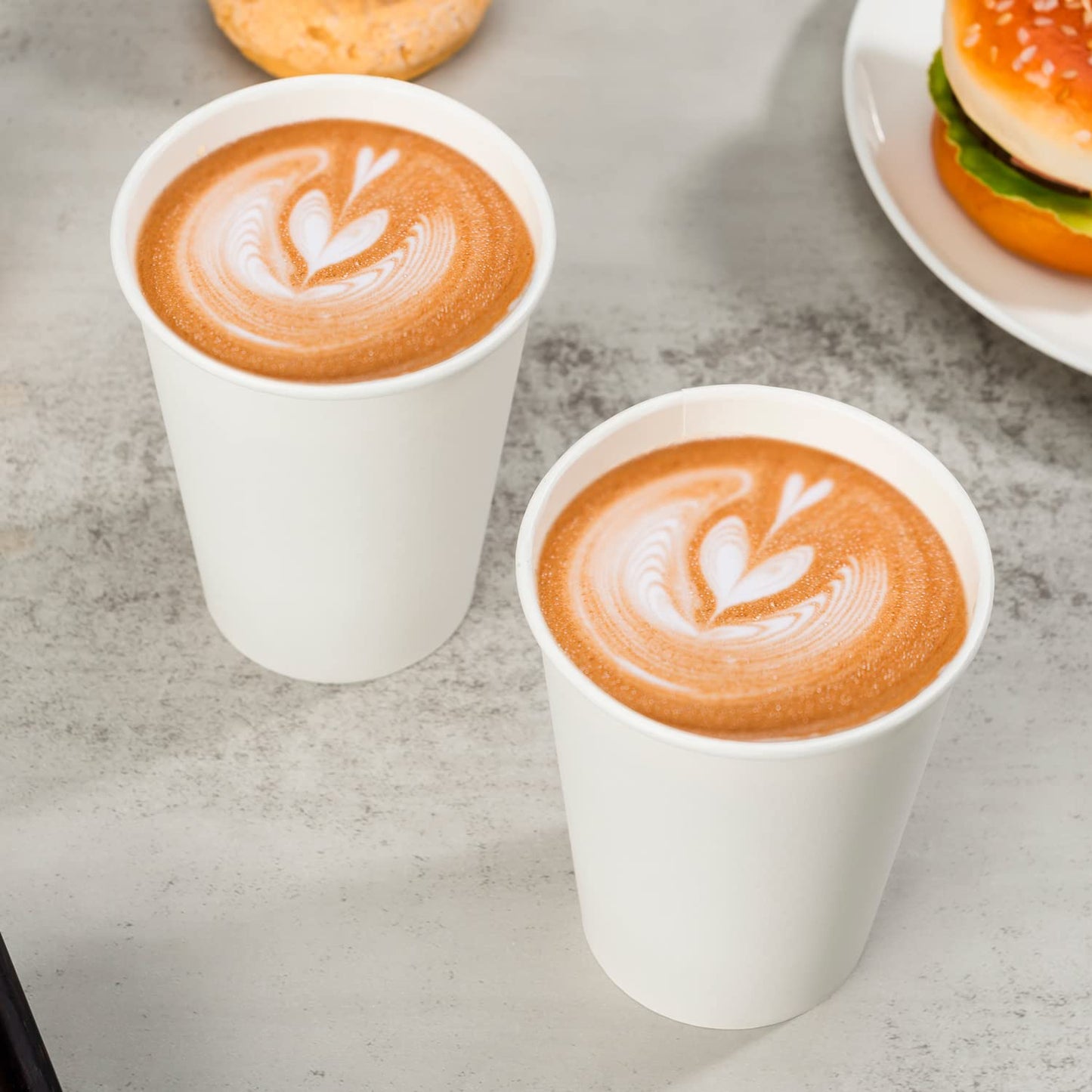 METAPRINT 12 oz Disposable Paper Coffee Cups [300 Pack], White Hot Coffee Cups 12 oz, Thickened Design for Cafes, Bistros, Parties, and Events