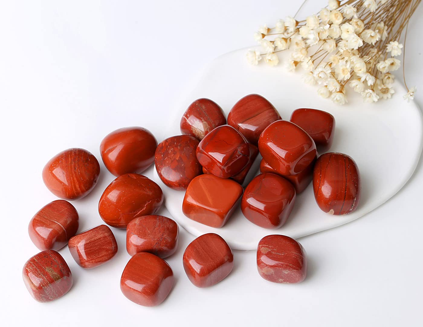 MAIBAOTA Red Jasper Stones Bulk Tumbled Crystals Polished Stones Natural Gemstones for Vase and Decoration