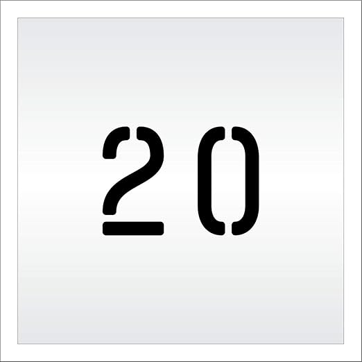 Pavement, Curb, and WheelStop Stencils - 4 inch Double Number Stencil - (20) - 4" x 5.5" x 1/16" (63 mil) - Light-Duty