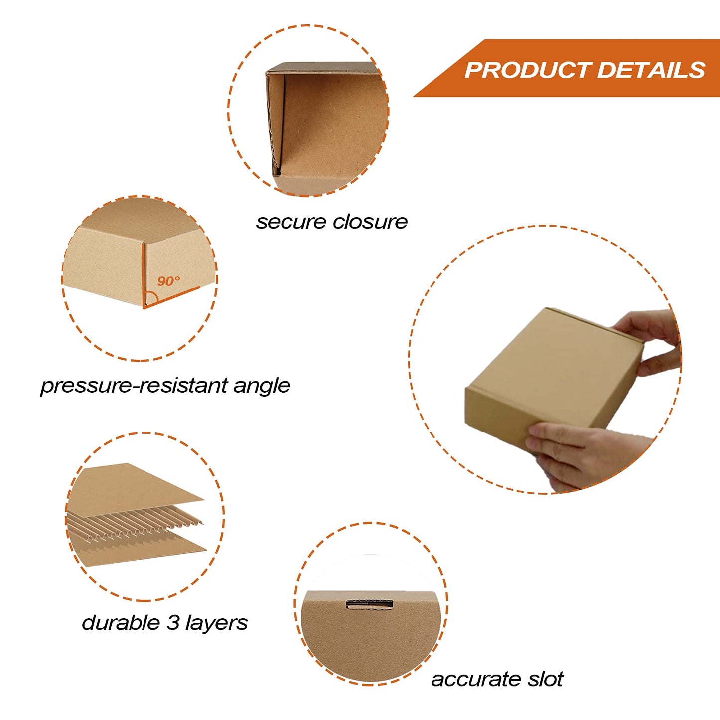 PHAREGE 7x5x2 inch Shipping Boxes Bulk 25 Pack Brown, Tab Lock Tuck Top Mailer Boxes for Packaging Small Business, Small Cardboard Gift Boxes for Wrapping Mailing Present