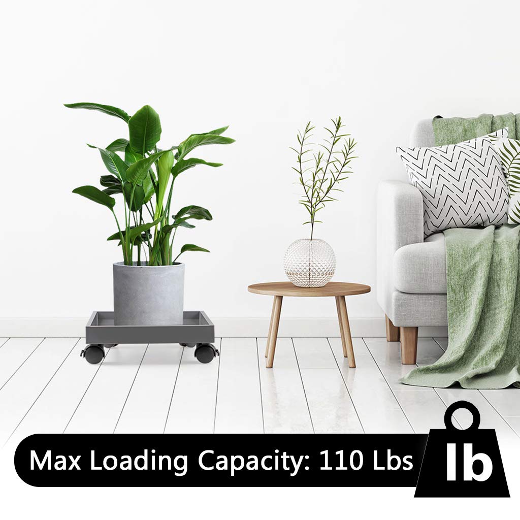 Skelang Square Wheeled Plant Dolly - ABS Planter Trays, Heavy Duty, Load Capacity 110 Lbs
