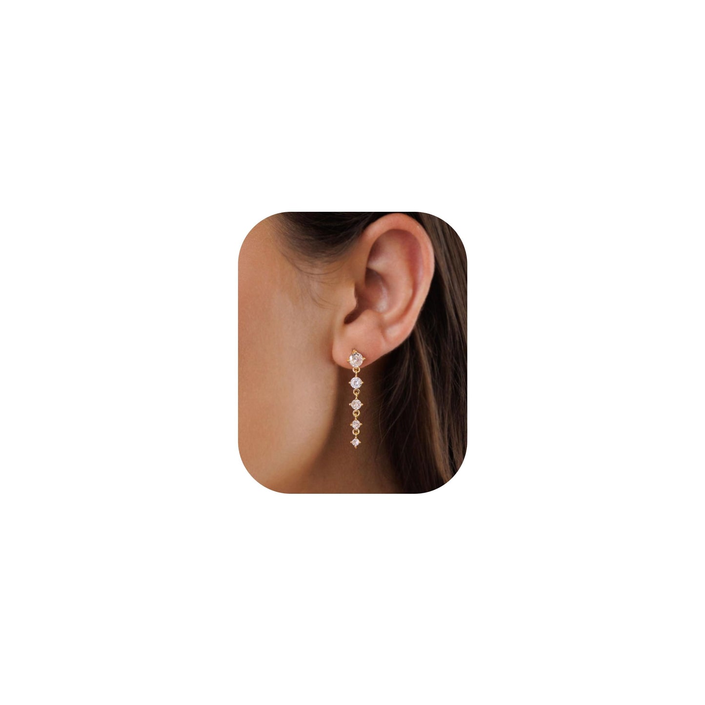 PRTGL Gold Earrings for Women - 14K Gold Plated Tiny Cubic Zirconia CZ Dangle Wedding Earrings for Women Bridal Bridesmaid