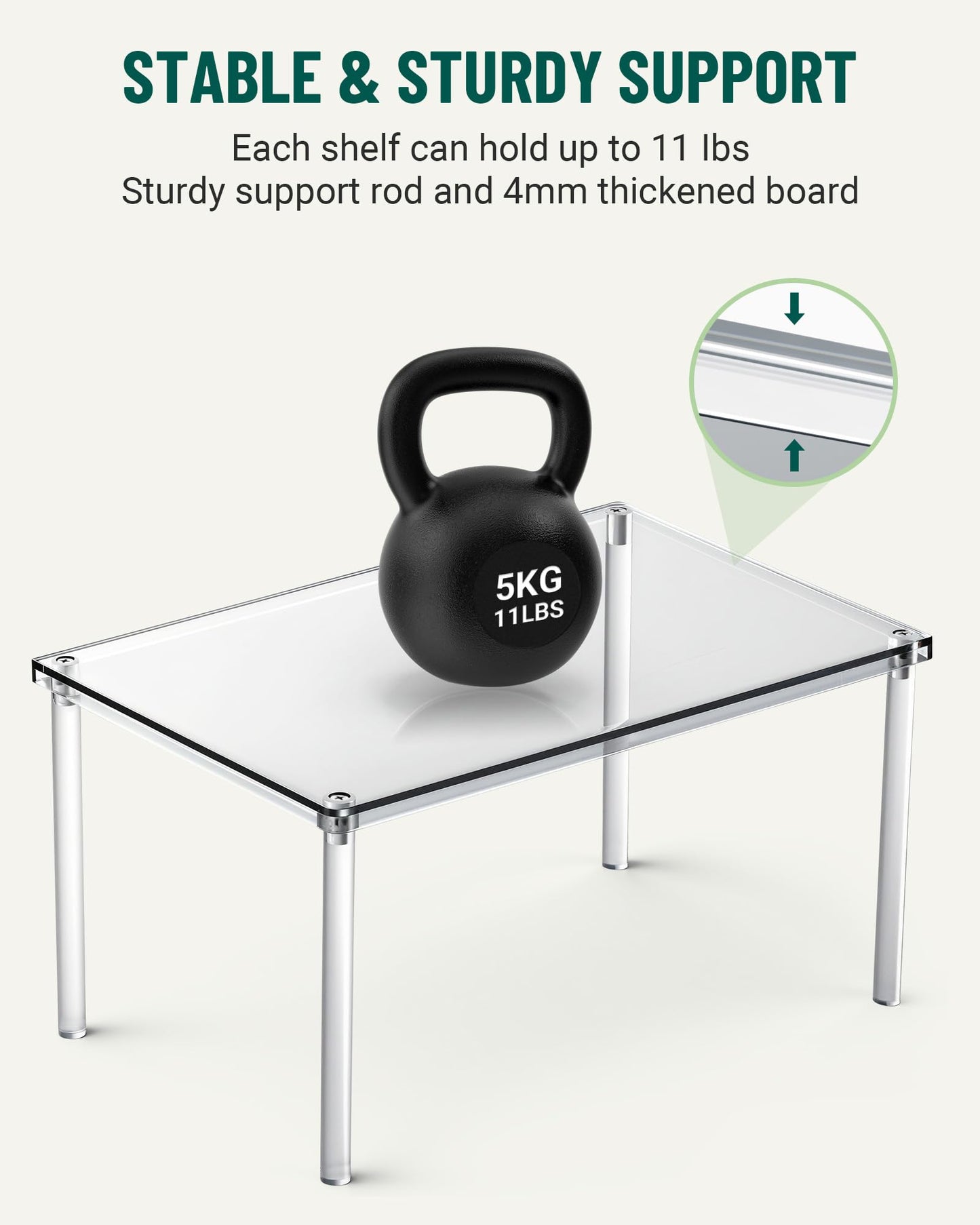 Bobomoment Acrylic Cabinet Organizer, Set of 2 Shelf Organizer, Spice Rack Organizer for Cabinet, Desk Countertop Organizer, Stackable Shelves for Pantry Kitchen Storage and Organization
