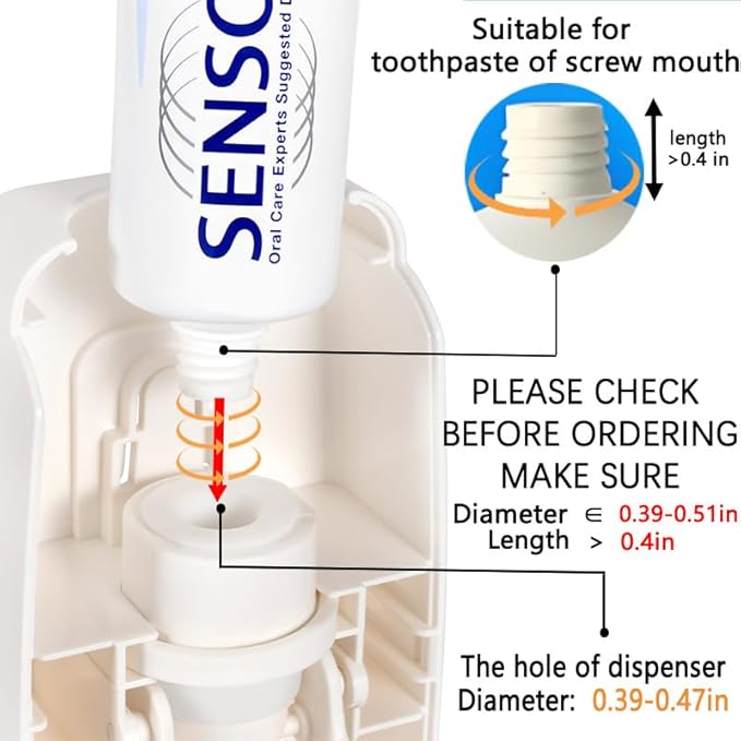 Toothbrush Holder and Toothpaste Dispenser Set, Automatic Toothpaste Squeezer Dispenser, Dispenser Toothpaste Squeezer Kit, Wall Mounted Bathroom Accessories (White)